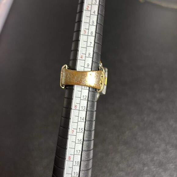 Yellow Gold & Silver Tone Chunky Cocktail Ring Size 5 - Picture 13 of 15